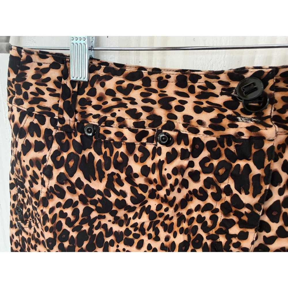 Womens Leopard Print Mini Skort Tan Black Animal Cheetah Pattern Utility Pockets